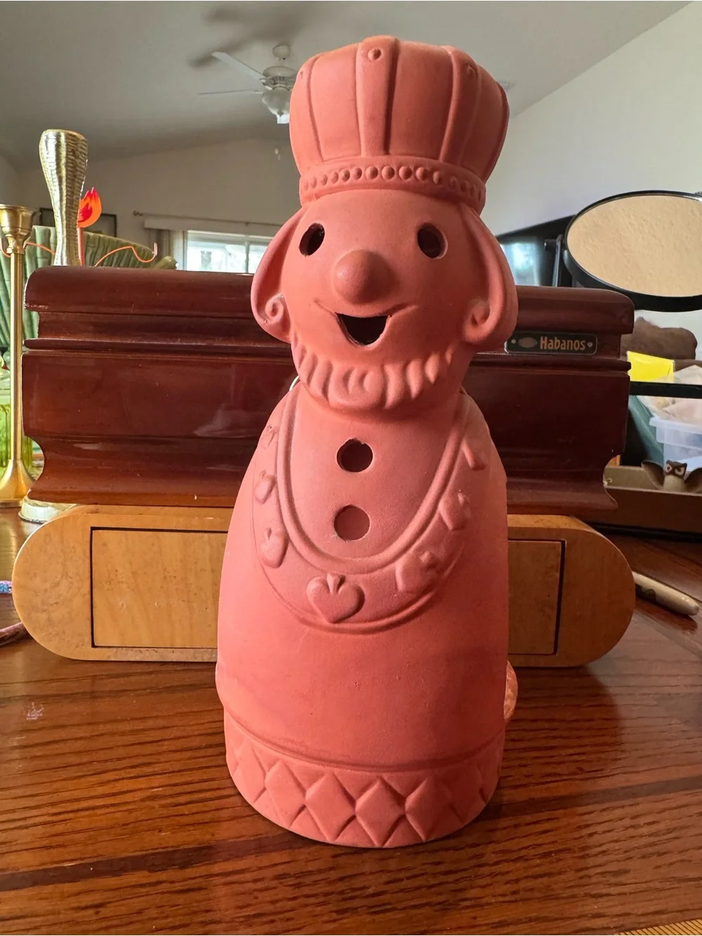 Terracotta King Candle Holder Pottery Tea Light 70s Danish Modern Japan Vintage